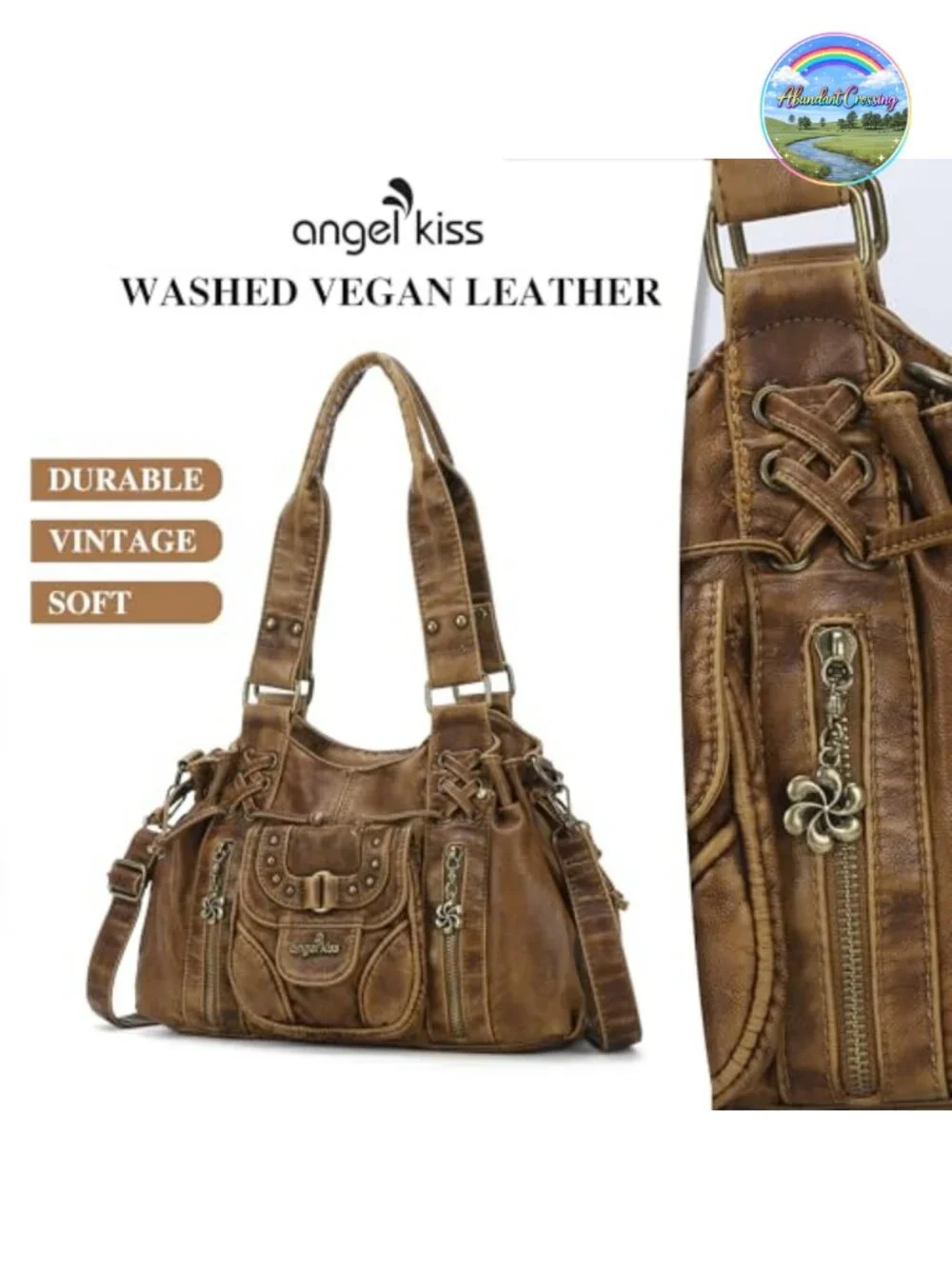 Small Hobo Bag Faux Leather Crossbody Shoulder Purse Removable Strap